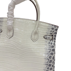 Birkin Style 25/30/35 Retourne in Himalaya Crocodile-Embossed Leather (Gold Hardware)