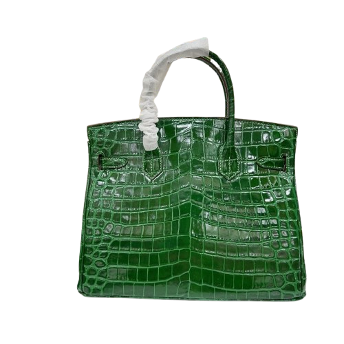 Birkin Style 25/30/35 Retourne in Vert Émeraude Crocodile-Embossed Leather (Gold Hardware)