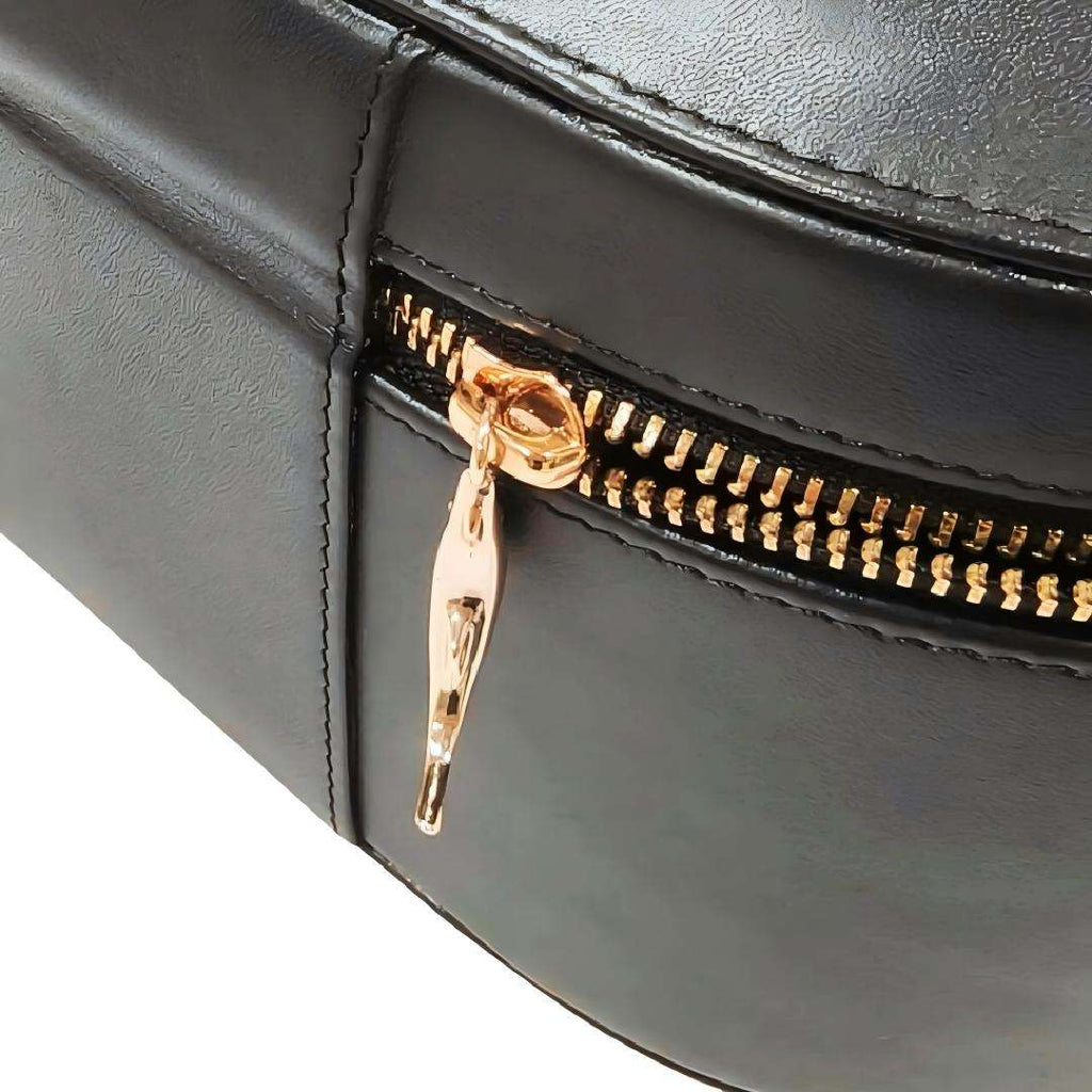 Elegant Black Leather Cosmetic Bag