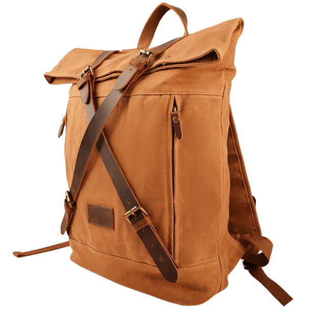 Waterproof Canvas Hiking Backpack with Leather Accents