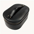 Elegant Black Leather Cosmetic Bag