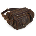 Retro Full-Grain Leather Fanny Pack with Multi-Pocket Design