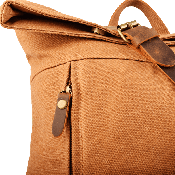Waterproof Canvas Hiking Backpack with Leather Accents
