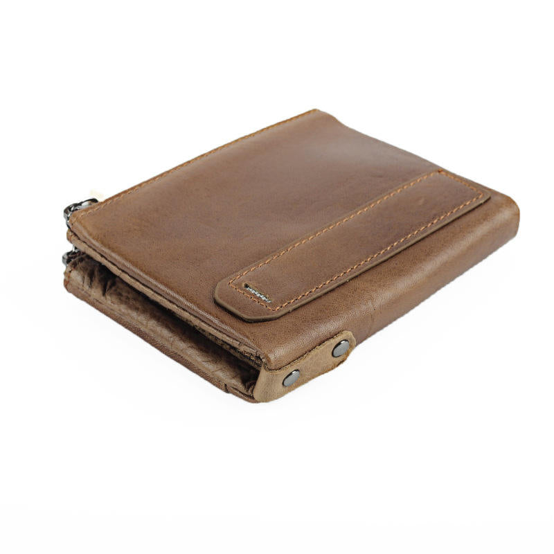 Vintage Brown Leather Key Pouch with RFID Protection