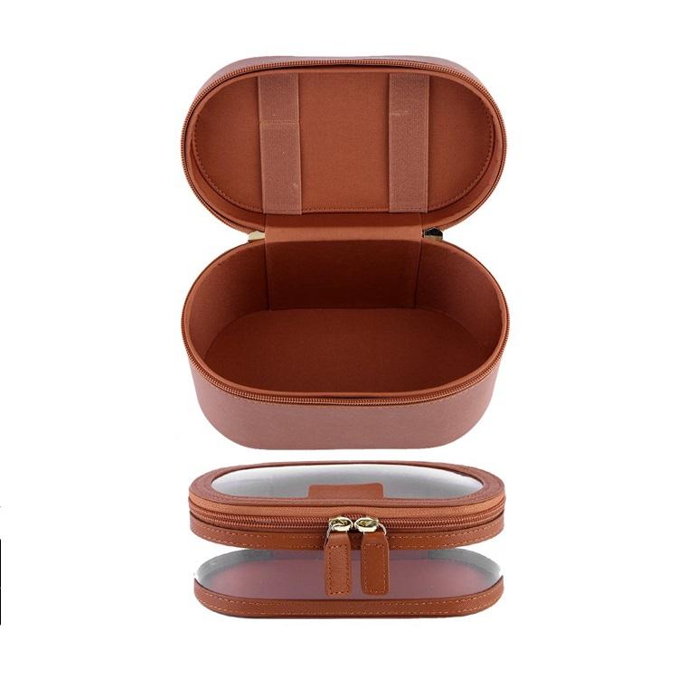 Brown Waterproof PU Leather Cosmetic Bag