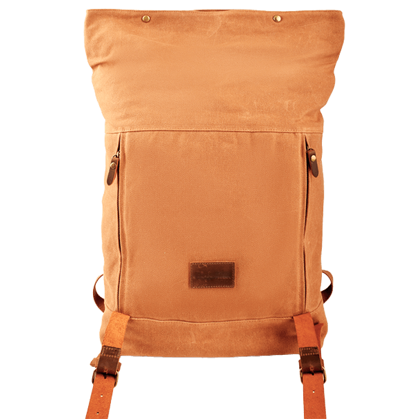 Waterproof Canvas Hiking Backpack with Leather Accents