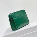 Green Geometric Leather Cosmetic Bag