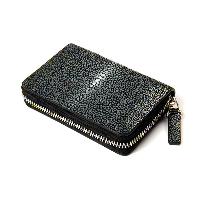 Black Leather Key Pouch with Card Slot