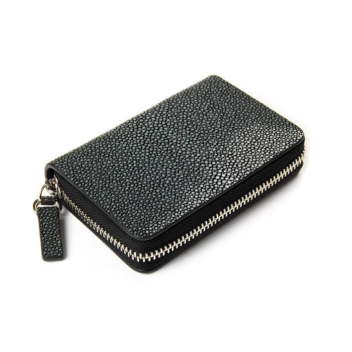 Black Leather Key Pouch with Card Slot