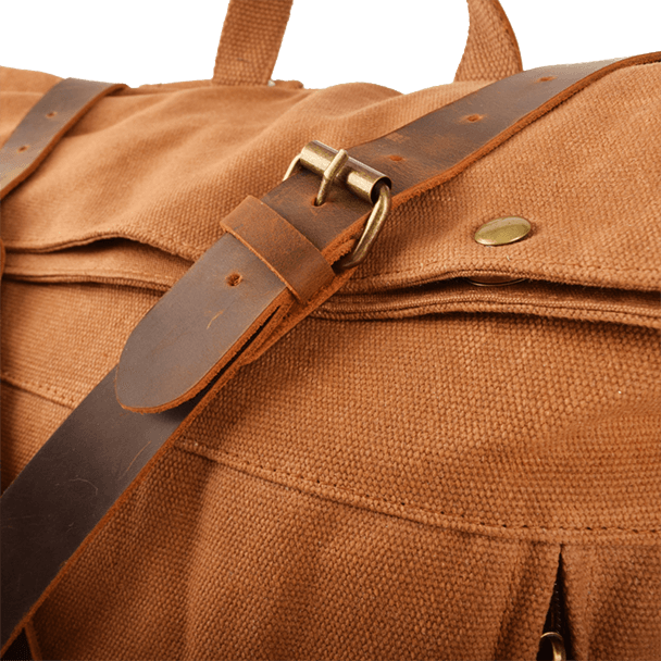 Waterproof Canvas Hiking Backpack with Leather Accents