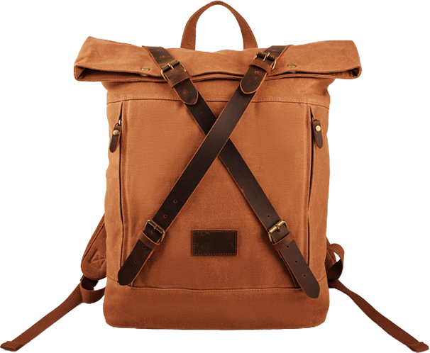 Waterproof Canvas Hiking Backpack with Leather Accents