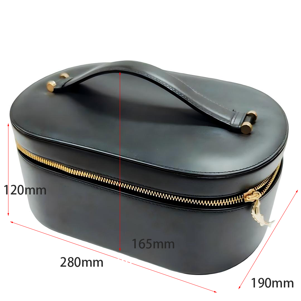 Elegant Black Leather Cosmetic Bag