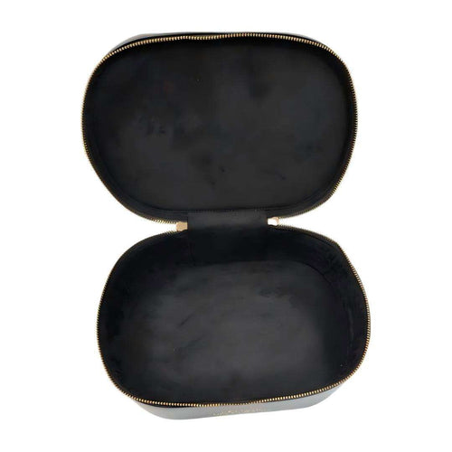 Elegant Black Leather Cosmetic Bag