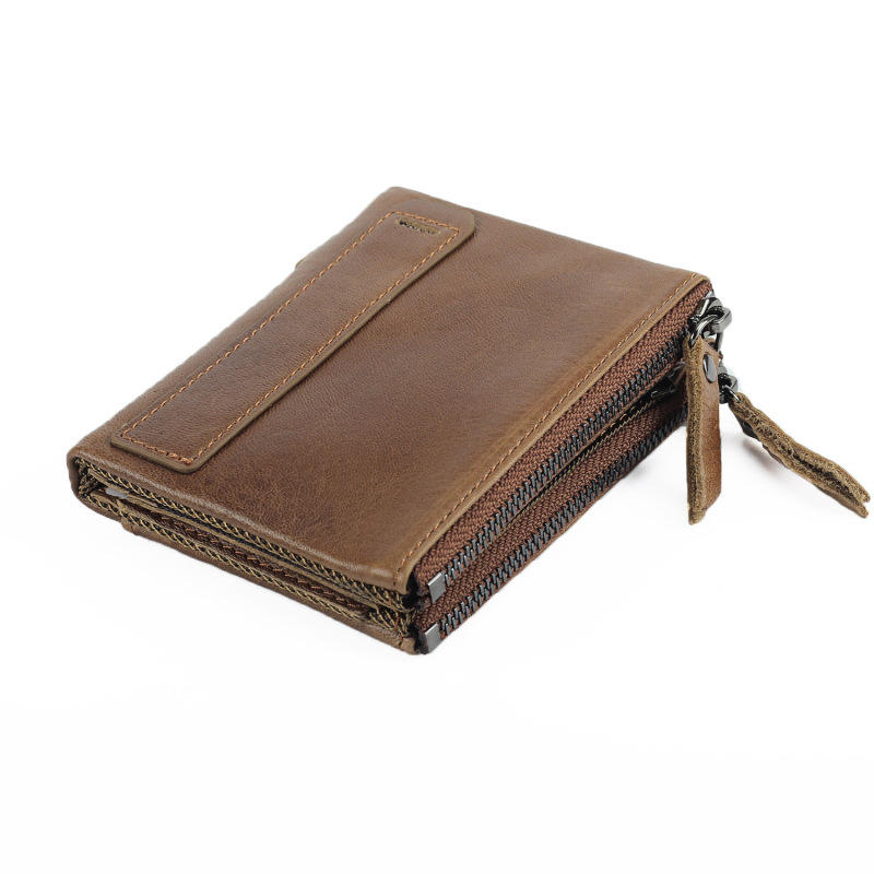 Vintage Brown Leather Key Pouch with RFID Protection