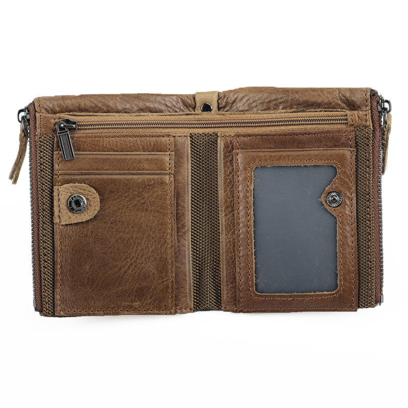 Vintage Brown Leather Key Pouch with RFID Protection