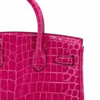 Birkin Style 25/30/35 Retourne in Rose Schéhérazade Crocodile-Embossed Leather (Gold Hardware)
