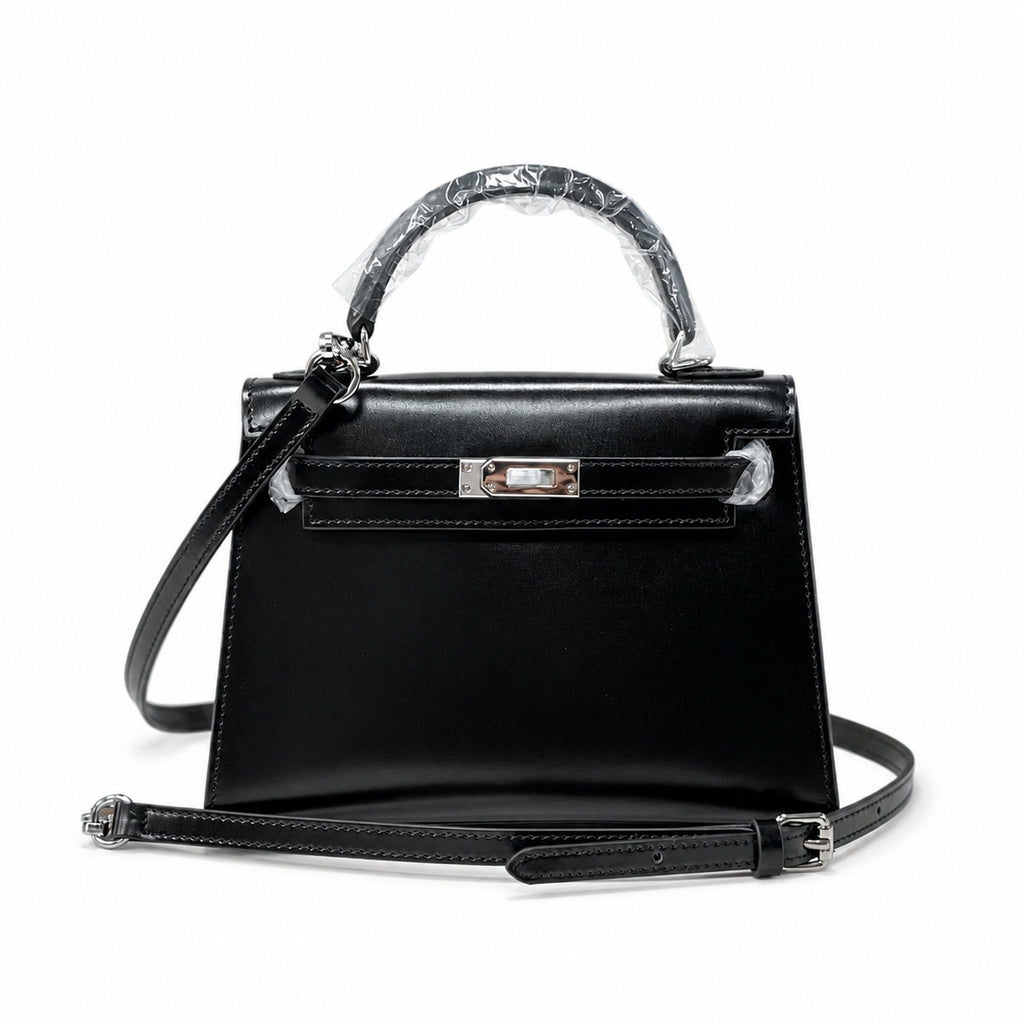 Kelly Sellier 19cm & 22cm & 25cm Noir Box Calf Leather Gold Hardware & Palladium Hardware Women Handbag