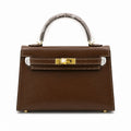 Kelly Sellier 19cm & 22cm & 25cm Ebene Box Calf Leather Gold Hardware & Palladium Hardware Women Handbag