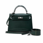 Kelly Sellier 19cm & 22cm & 25cm Vert Fonce Box Calf Leather Gold Hardware & Palladium Hardware Women Handbag