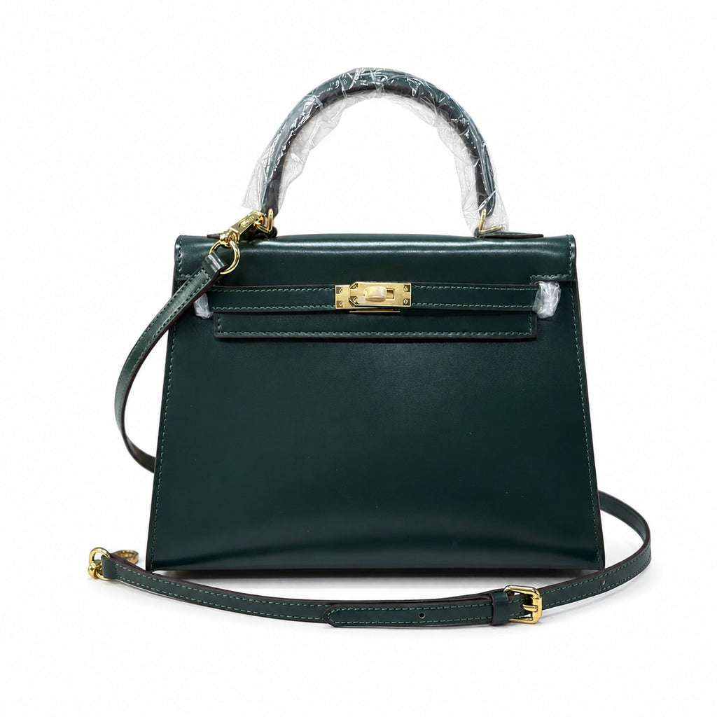 Kelly Sellier 19cm & 22cm & 25cm Vert Fonce Box Calf Leather Gold Hardware & Palladium Hardware Women Handbag