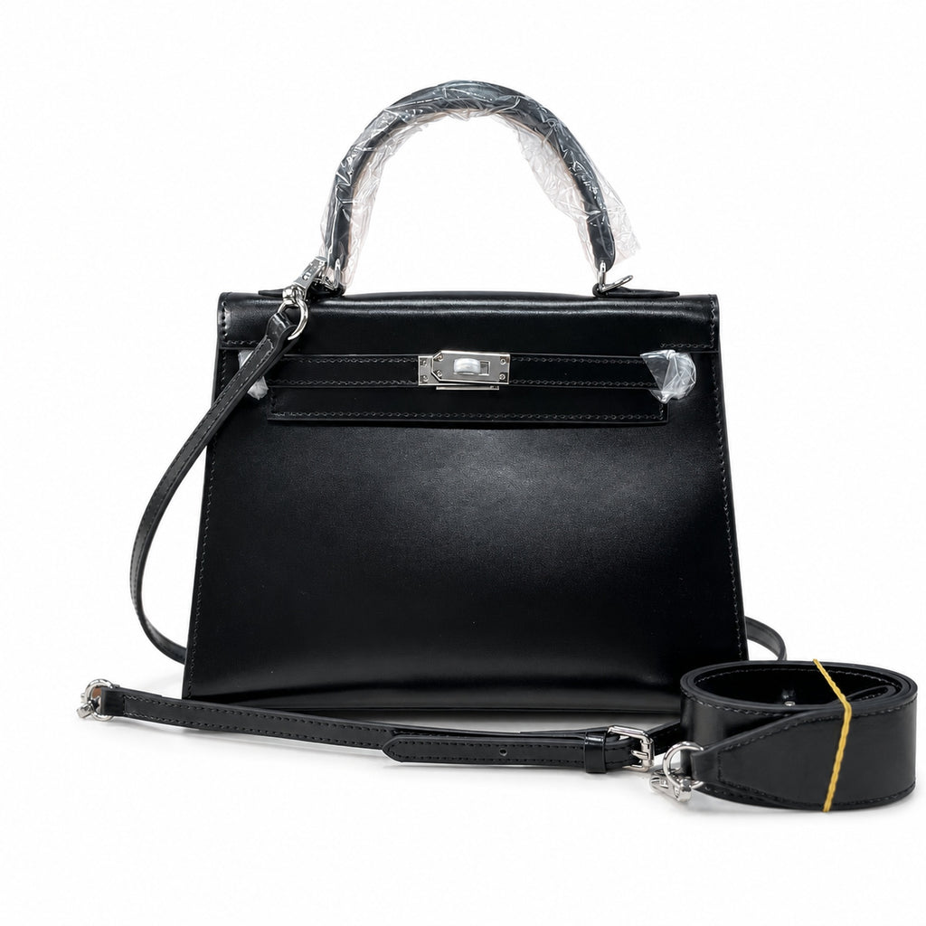 Kelly Sellier 19cm & 22cm & 25cm Noir Box Calf Leather Gold Hardware & Palladium Hardware Women Handbag
