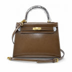 Kelly Sellier 19cm & 22cm & 25cm Ebene Box Calf Leather Gold Hardware & Palladium Hardware Women Handbag